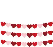 NNEOBA Festive Love - 3pcs Pre-Assembled Felt Heart Garland Banner for Valentine