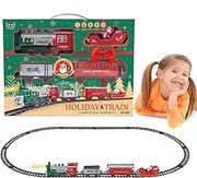 Train Track Set for Kids - Christmas Train Model with Light and Sound - Cargo Car Railway Tracks, Electric Locomotive for Kids