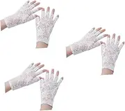 [MOBUTOFU] 3pcs Wedding Mittens Gloves Fingerless Lace Golves White