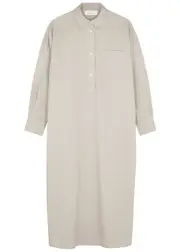 Skall Studio Edgar Cotton Midi Shirt Dress - Light Grey - 14 14