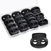 15 PCS Plastic Cord Locks End Spring Stop Toggle Stoppers, Double Hole Cord L...