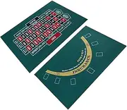 Double Sided Poker Mat, Craps Table and Blackjack Felt, Roll Up Roulette Table Mat for Coffee Table Craps and Blackjack (23.62 x 35.43 inches)