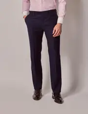 Hawes & Curtis Navy Herringbone Wool Slim Fit Suit Trousers Size: 36" (EU 52)