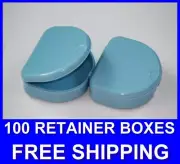100 Light Blue Denture Retainer Box Orthodontic Dental Case Mouth Bleach Brace.