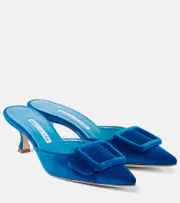 [Manolo Blahnik] Manolo Blahnik Maysale 50 velvet mules AU 5 blue
