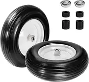 Wheelbarrow Tire 14 Inch, 4.80 4.00-8" Flat Free Tire with with 3/4" & 5/8" Bearing, 3" Hub for Garden Cart Wheelbarrow Trolley Wagon Lawn Mover (2 Pack)