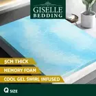 Giselle Bedding Memory Foam Topper 5cm Queen Mattress Cool Gel Swirl Bed Bamboo
