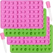 Cozihom Forest and Animal Silicone Moulds, Gummy Mould, Chocolate Candy Mould with 2 Droppers, Food Grade Silicone, 4 Pcs