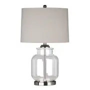 [Florabelle Living] Regency Nickel and Glass Table Lamp with Natural Linen Shade