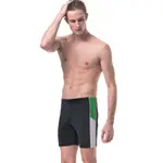 沙兒斯 泳裝 長條綠灰邊飾五分男泳褲(超大尺碼)