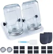 Toothbace Seed Sprouting Jar Germination Kit, Seed Germinator Set with Rack, 2 Sprouting Preserving Jars with Stainless Steel Strainer Lids for Sprout Breeding