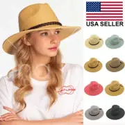 C.C Exclusive Women's Straw Panama Sun hat with Tied Ribbon Band Trim