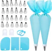 Piping Bags and Tips Set, Cake Decorating Kit with 2 Reusable Blue