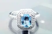 2.17ct 14K White Gold H Color SI2 Clarity New Diamond Aquamarine Engagement Ring