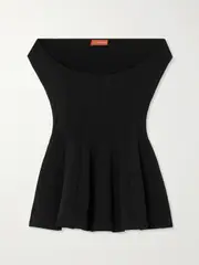 [Altuzarra] Altuzarra - Simone Off-the-shouder Ribbed-knit Peplum Top - Black - small small Black