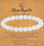 [MAIBAOTA] Crystal Bracelets for Women, 8 mm Beaded Bracelets, Round Gemstones Stretch Bracelet, Crystal Jewelry Gifts for Women Men