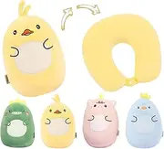 [JIRONN] Travel Pillow, Neck Pillow, 2-in-1 Travel Pillow, U-Shaped Neck Pillow, Foam Pillow, Animal Pillow, Comfortable Neck Pillow, Travel Pillows for Sleeping Airplane, Car, Office (Duck)