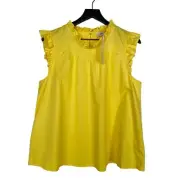 NEW Vineyard Vines Ruffle Sleeve Swing Top Yellow Lemon Squeeze Womens Size XL