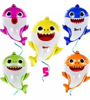 5pcs Baby Shark Theme Foil Balloon Set - Kids Birthday Party Decorations