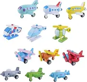 Abaodam 12Pcs Mini Wooden Airplane Planes for Boys and Educational for Grasping Skills and Knowledge of Aviation