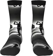 [EdWal] Soft Black and White Golfs print Moisture Wicking Socks Sports Socks for Men and Women Warm thermal Boot Hiking Socks