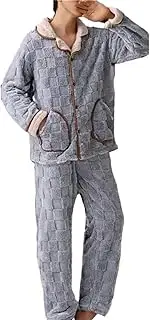 Men Homewear Suit Man Pajama Winter Thickened Fleece Pajamas Trousers Long Sleeve 2PCS Warm Leisure Nightwear