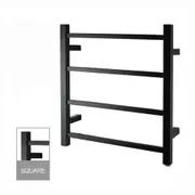 AQUAPERLA 4-Bar Heated Towel Rail - Square Bars - Matte Black (W500mm x H520mm)