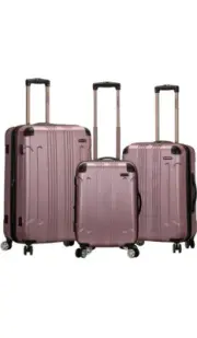 Rockland London Hardside Spinner Wheel Luggage Pink 3 Piece Set 20" 24" 28" New