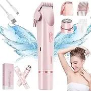Glow Aura Shaver, Glowshave Hair Remover, Glowshave Electric Lady Razor, Dual Head Shaver Women, 2 in 1 Waterproof Electric Bikini Trimmer for Women, Wet and Dry, for Leg Arm Underarm (1Pcs)