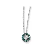 14k White Gold w/ Blue and White Diamond Circle Necklace