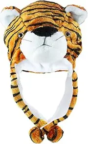 [Super Z Outlet] Tiger Cute Plush Animal Winter Ski Hat Beanie Aviator Style Winter (Short)
