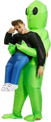 Scary Halloween Green Alien Inflatable Costume Blow up Suits Party Dress