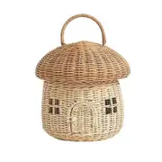 Wwxx Mushroom Basket With Lid, Handwoven Rattan Storage Basket For Kids xh