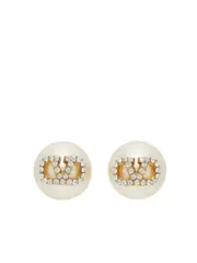 Valentino Garavani Vlogo Stud Earrings with Pearl