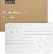 Natureva Home - Stone Bath Mat | Super Absorbent, Quick Dry, Non Slip | Modern Diatomite Bathroom Mats | Made of Natural Diatomaceous Earth | Absorbing Water Instantly | Design Tide | Colour Chalk