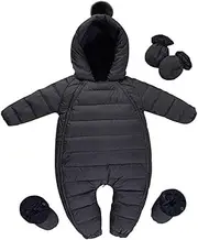 [Y·J Back home] Waterproof Down Filled Baby Snowsuit Fleece Lined Winter Coat, Light Weight, With Gloves&Shoes