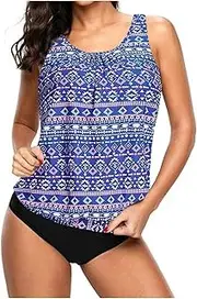 [Generic] Two Piece Short Set for Teens Swimsuits Piece Print Two Plus Set Strappy Women Back Swimdress Size Swimwears Tankinis Set Swimsuit Shorts Set