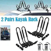 Universal Kayak Rack Holder J Bar , 2 pairs-Bar HD Kayak Rack Carrier Canoe Boat Surf Ski Roof Top Mount Car SUV Crossbar