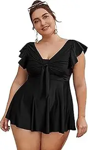 [Generic] Women's Plus Size Tankini Swimsuit Ruffle Sleeve Two Piece Bathing Suit