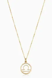 Oradina 14K Gold Zodiac Pendant Necklace in Libra at Nordstrom, Size 18