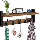 Wall Hooks with Shelf, Wood Coat Rack with Shelf Wall-Mounted, Entryway Hanging