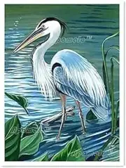 12×16 inches Diamond Art Painting Kit Heron Bird Diamond Art Great Blue Heron