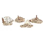 4PK U-Fidgets-Ships Mechanical DIY Kit Wooden 3D Puzzle/Model Kids Gift Set 5+