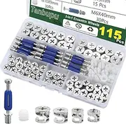 Tanbupu 115Pcs Cam Locks For Furniture, 3 In 1 Eccentric Wheel Bolt, Cam Lock Nuts And Cam Bolts, Hardware Fixture Cabinet Connectors, Nuts And Bolts Sets