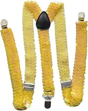 [Aiko Fashion] Sequin Glitter Shiny Costume Suspenders Y-Back Adjustable Elastic Clip On Unisex Braces Mens Women