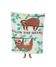 Sloth Dreams "Follow Your Dreams" Plush Throw Blanket 50"x60"