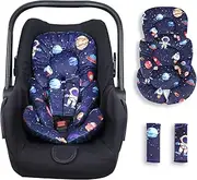 SWESEN Infant Car Seat Insert with 2 Strap Pads, Super Soft Carseat Head and Body Support for Baby Boys and Girls, Reversible Newborn Car Seat Insert Cushion for Strollers, Bouncers, Swing, Space