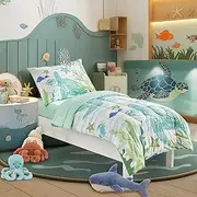 4 Pieces Toddler Bedding Set for Boys Toddler Bed Set - 1 Toddler Comforter + 1 Fitted Sheet +1 Flat Sheet +1 Pillowcase
