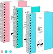 RETTACY A5 Spiral Notebook 3 Pack, Wirebound Colorful Notebooks 80sheets/160 Pages for Writing,100gsm College-Ruled Paper, PVC Hardcover, for Women Men Work Office School,14.5 x 21cm