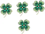 [WOFASHPURET] Four Leaf Brooch Shamrock Green Rhinestone Brooch Shamrock Charm Green Leaf Brooch Clovers Pin Irish Jewelry Pin Brooches Back Pin Shamrock Brooch Bag Pin Rhinestones